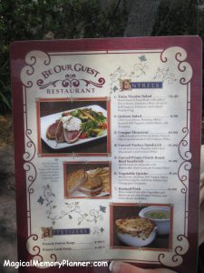 Be Our Guest Menu