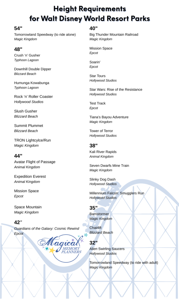 Height Requirements for Walt Disney World