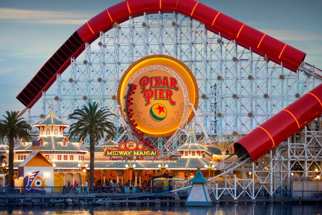 Pixar Pier and Incredicoaster at California Adventure