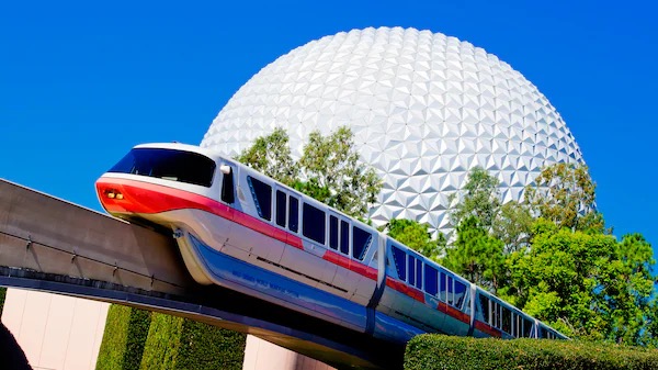 Disney's Monorail with Epcot Ball in the background